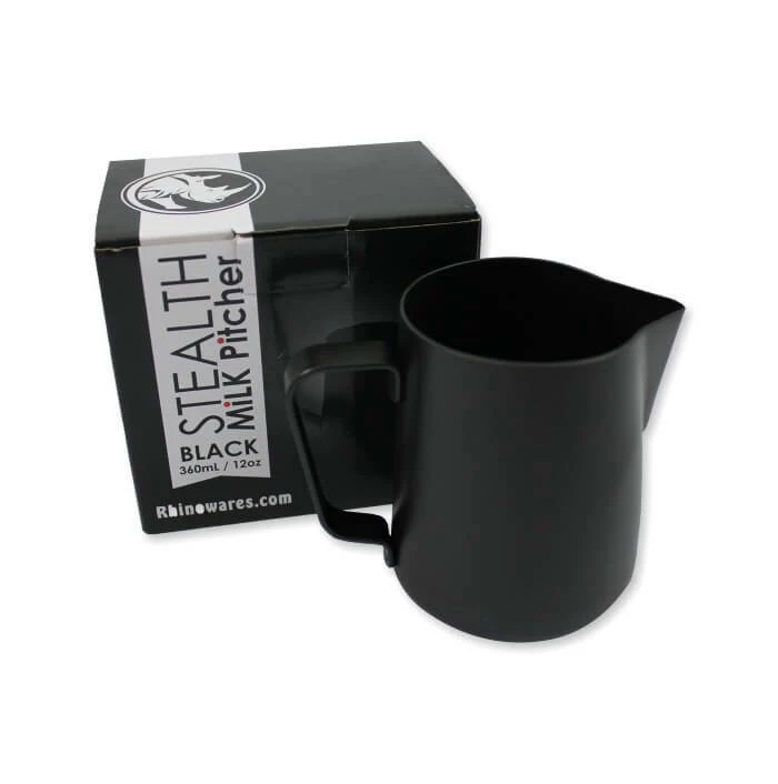 Rhino Black Stealth Milk Pitcher - 12oz/360ml 1 Rhino Black Stealth Milk Pitcher - 12oz/360ml